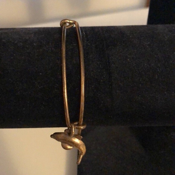 Alex and Ani Gold Bracelet Bangle Dolphin Expandable Charm Wire Ocean Sea Animal - Picture 3 of 5